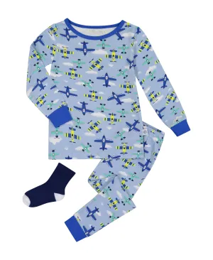 Infant/Toddler Boys Fly High Snug Fit 2-Piece Pajama Sleep Set With Matching Socks