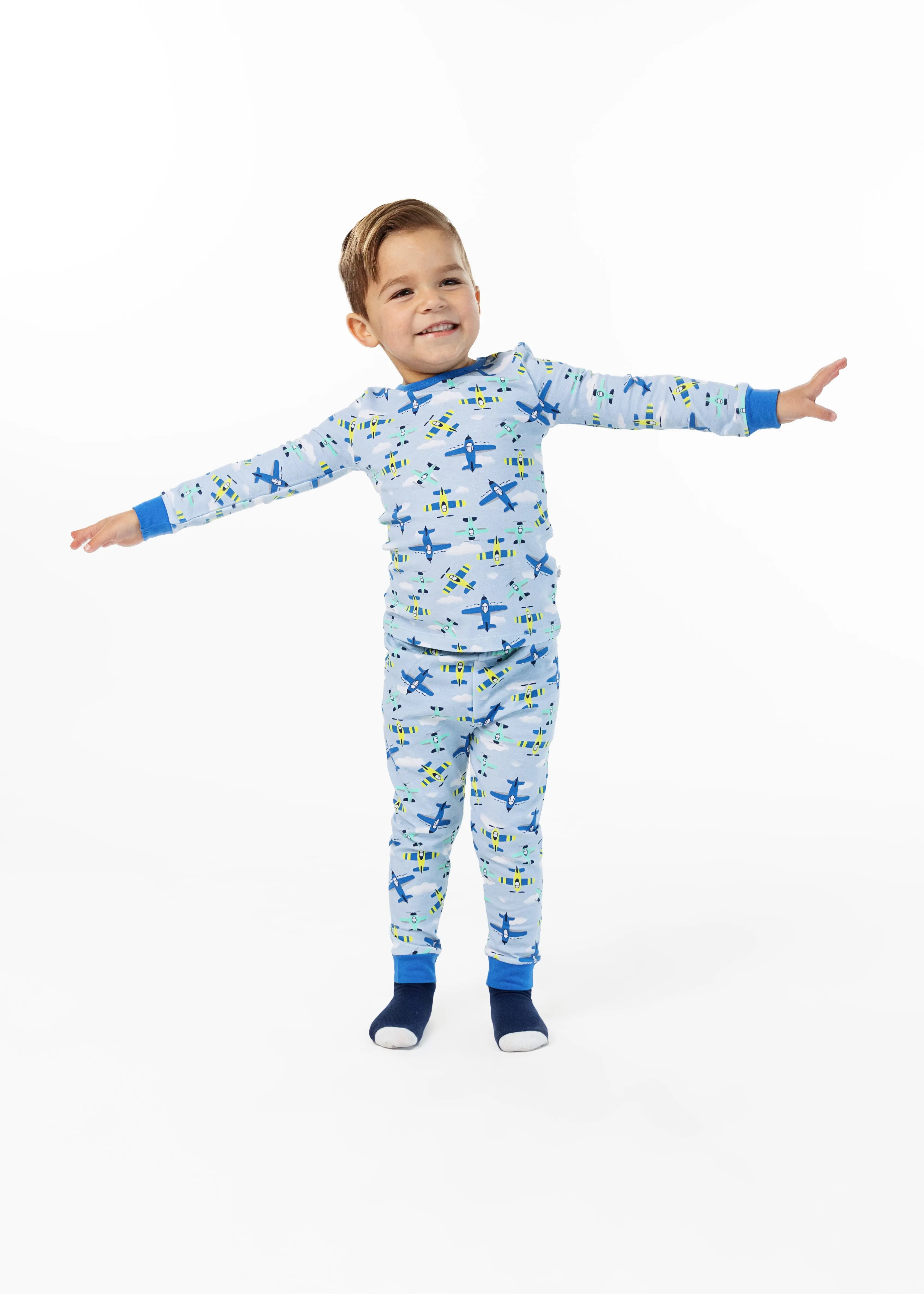 Infant/Toddler Boys Fly High Snug Fit 2-Piece Pajama Sleep Set With Matching Socks