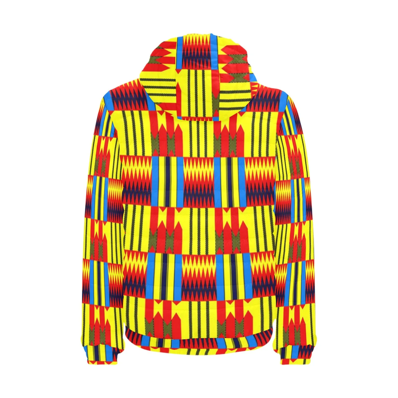 KENTE BLUE PADDED HOODIE JACKET Men's Padded Hooded Jacket