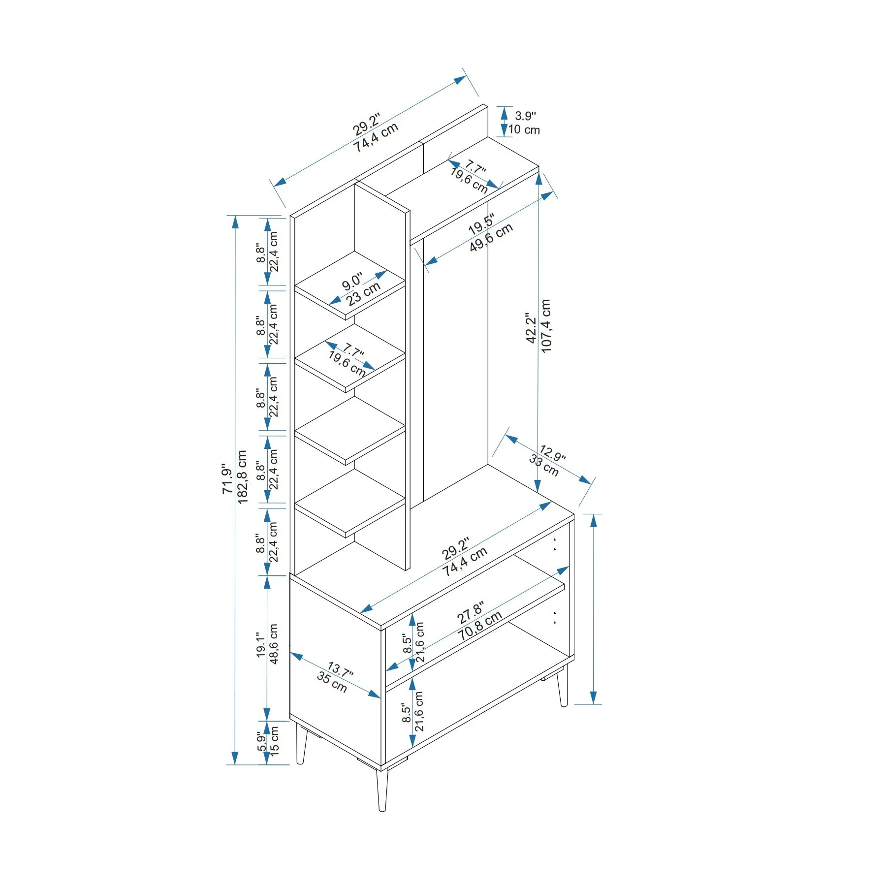 Lefteris Hallway Coat Rack with Shelves