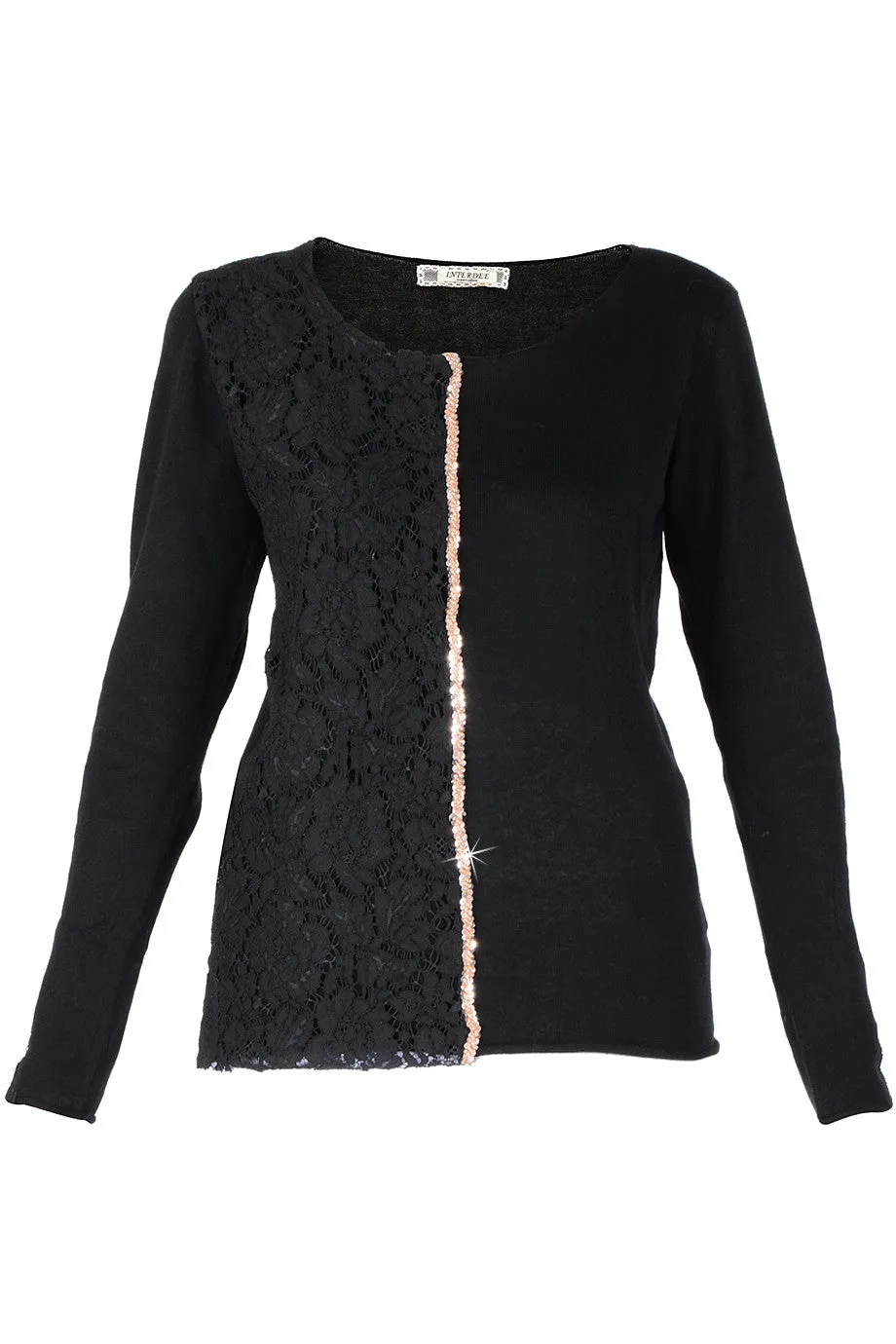 LUNA Black Lace Sequin Blouse