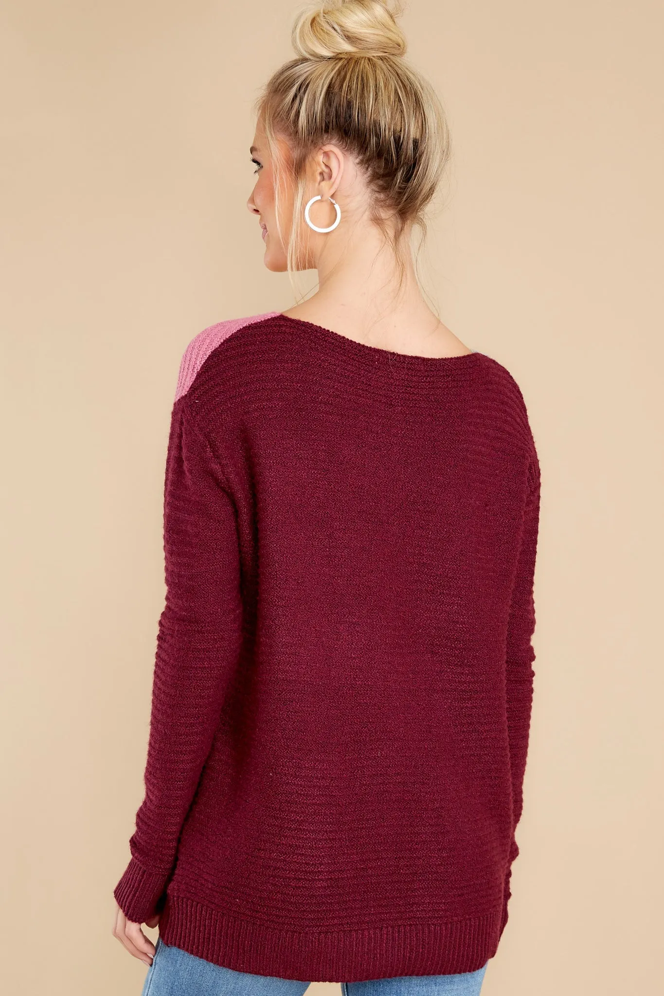 Memorable Outings Plum Colorblock Sweater