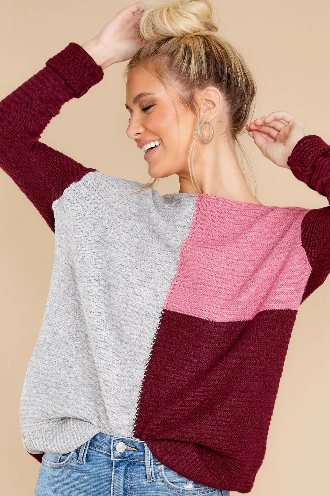 Memorable Outings Plum Colorblock Sweater