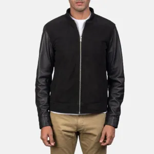 Mens Blain Black Hybrid Bomber Jacket