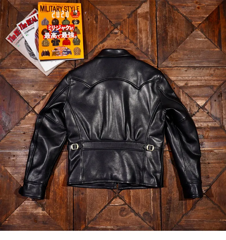 Men's Half Belt Sports Leather Jacket