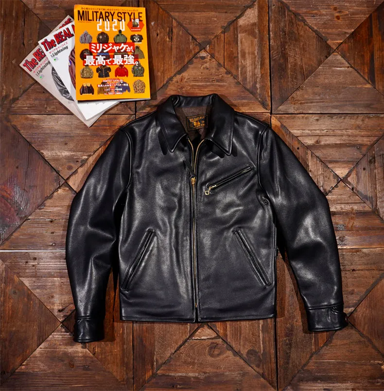 Men's Half Belt Sports Leather Jacket