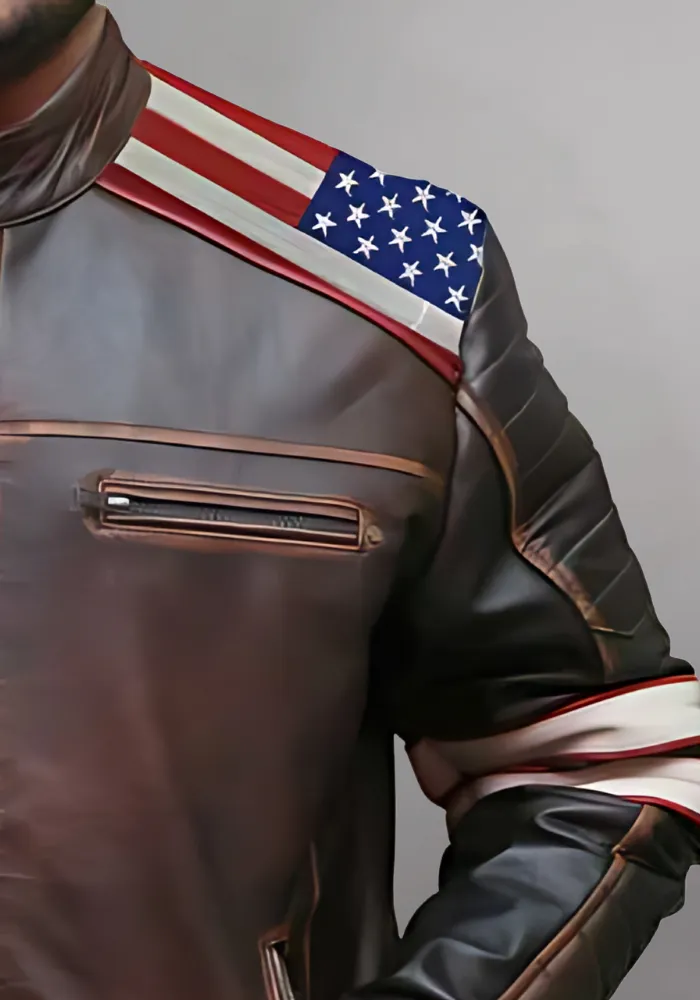 Men's Independence Day Flag Brown Jacket