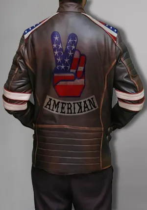 Men's Independence Day Flag Brown Jacket