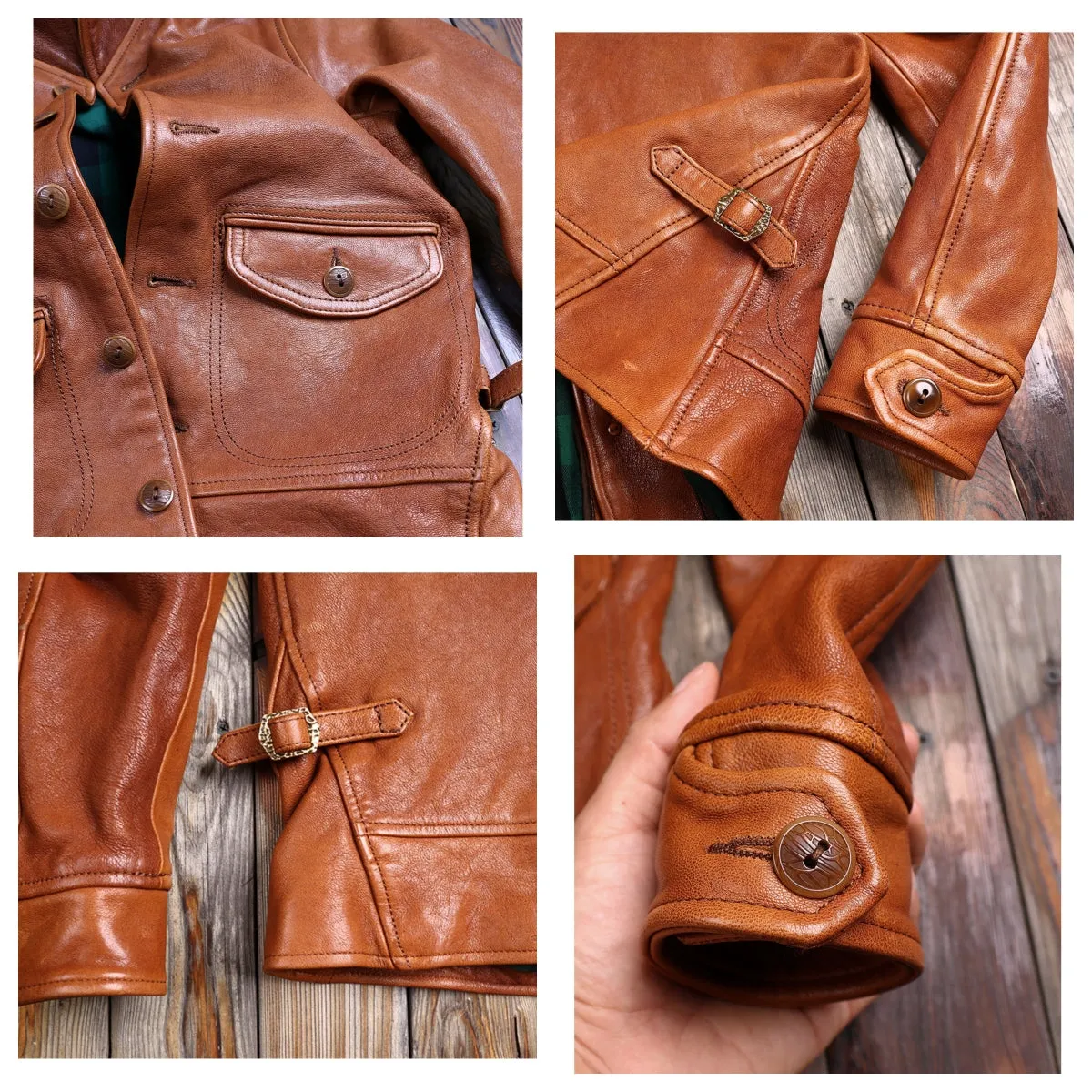 Men's Shawl Collar Cossack Leather Jacket