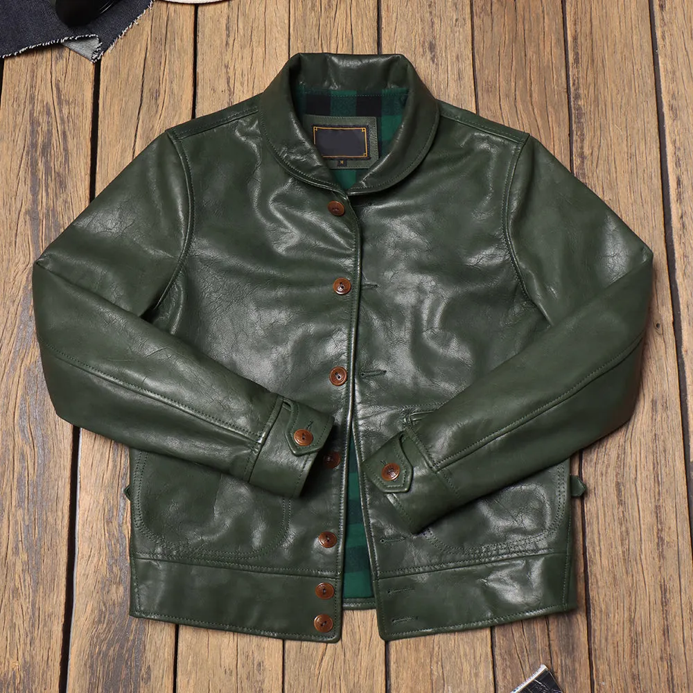 Men's Shawl Collar Cossack Leather Jacket