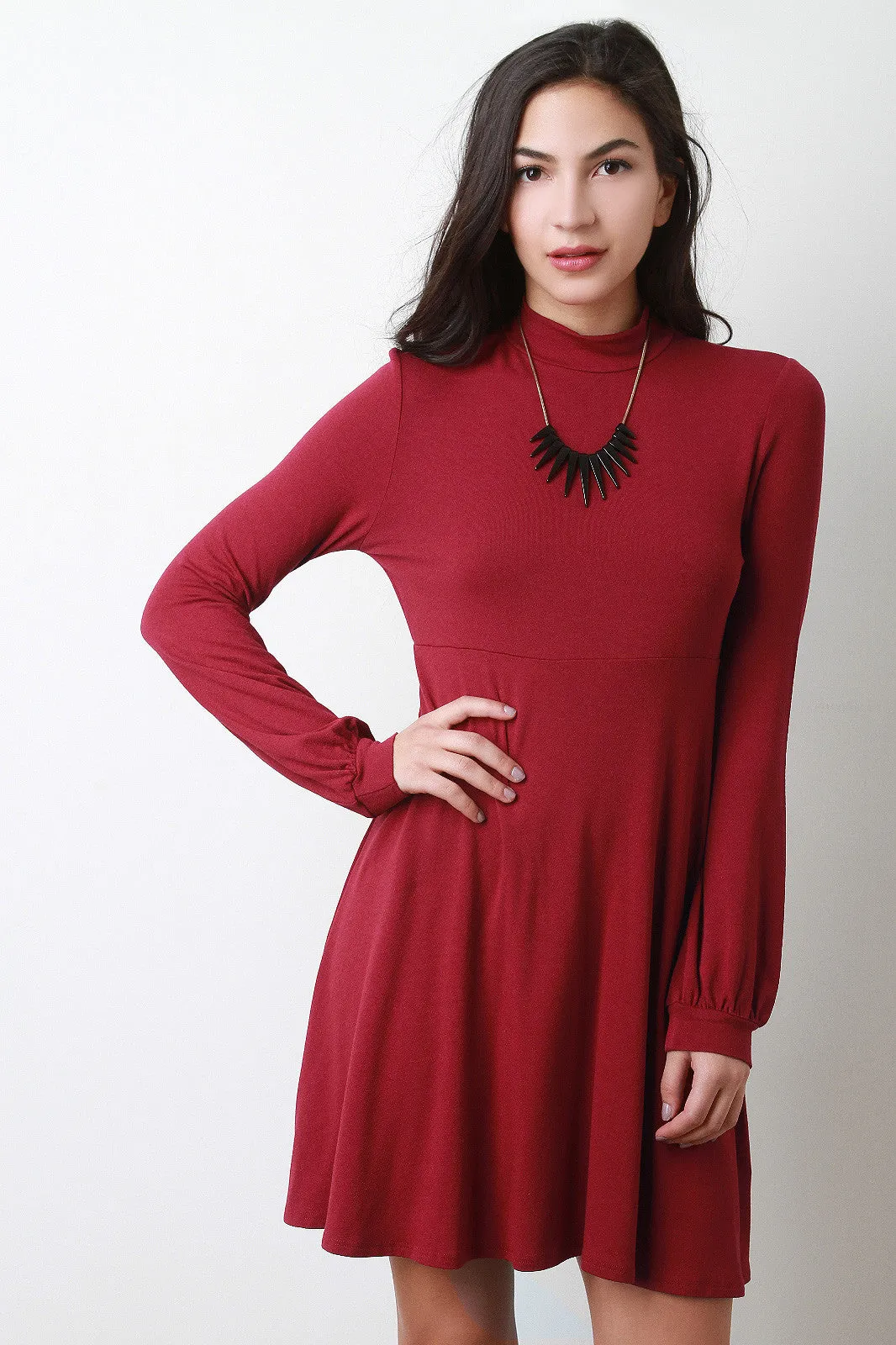 Mock Neck Long Sleeve Dress