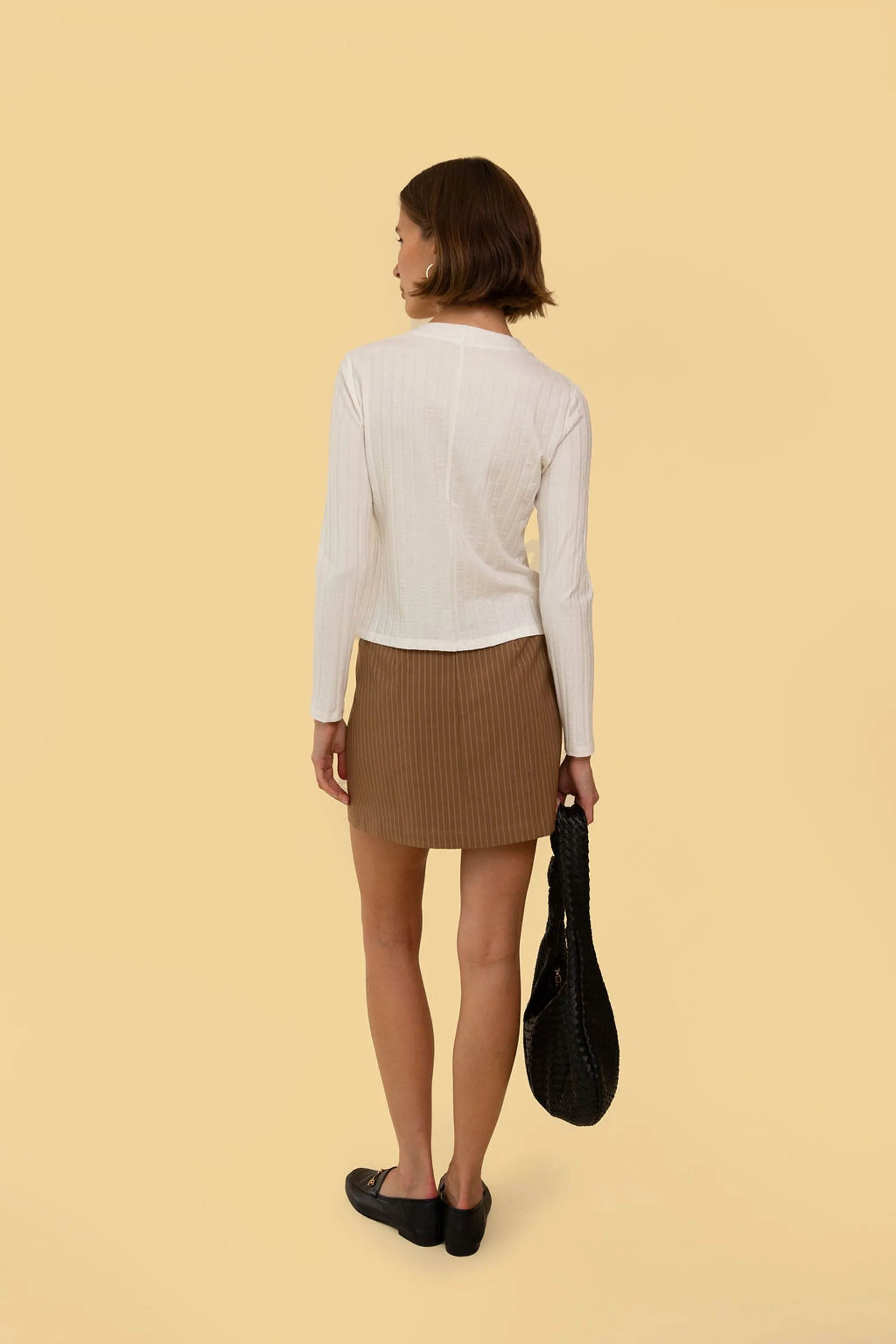 Parker Skirt in Tan Stripe