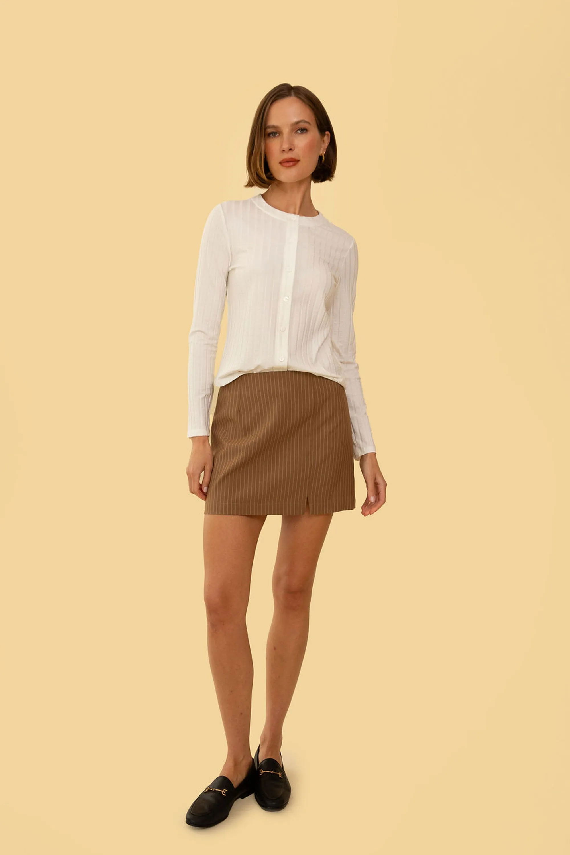 Parker Skirt in Tan Stripe