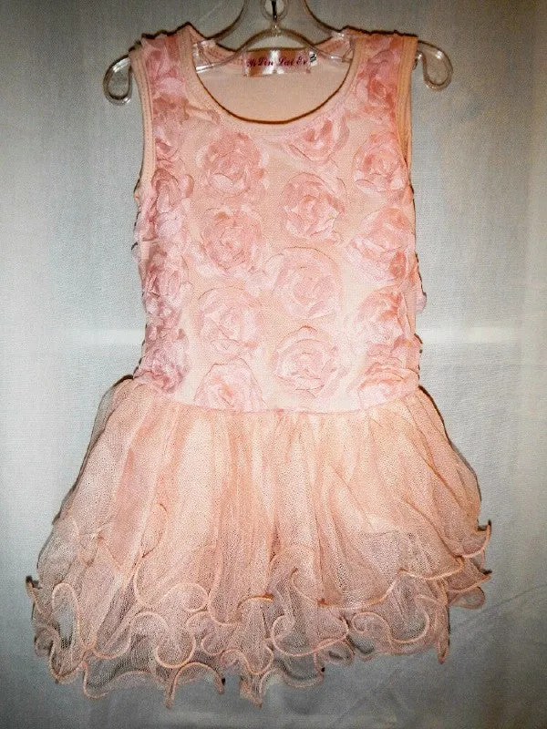 Peach Dress with Tulle Skirt