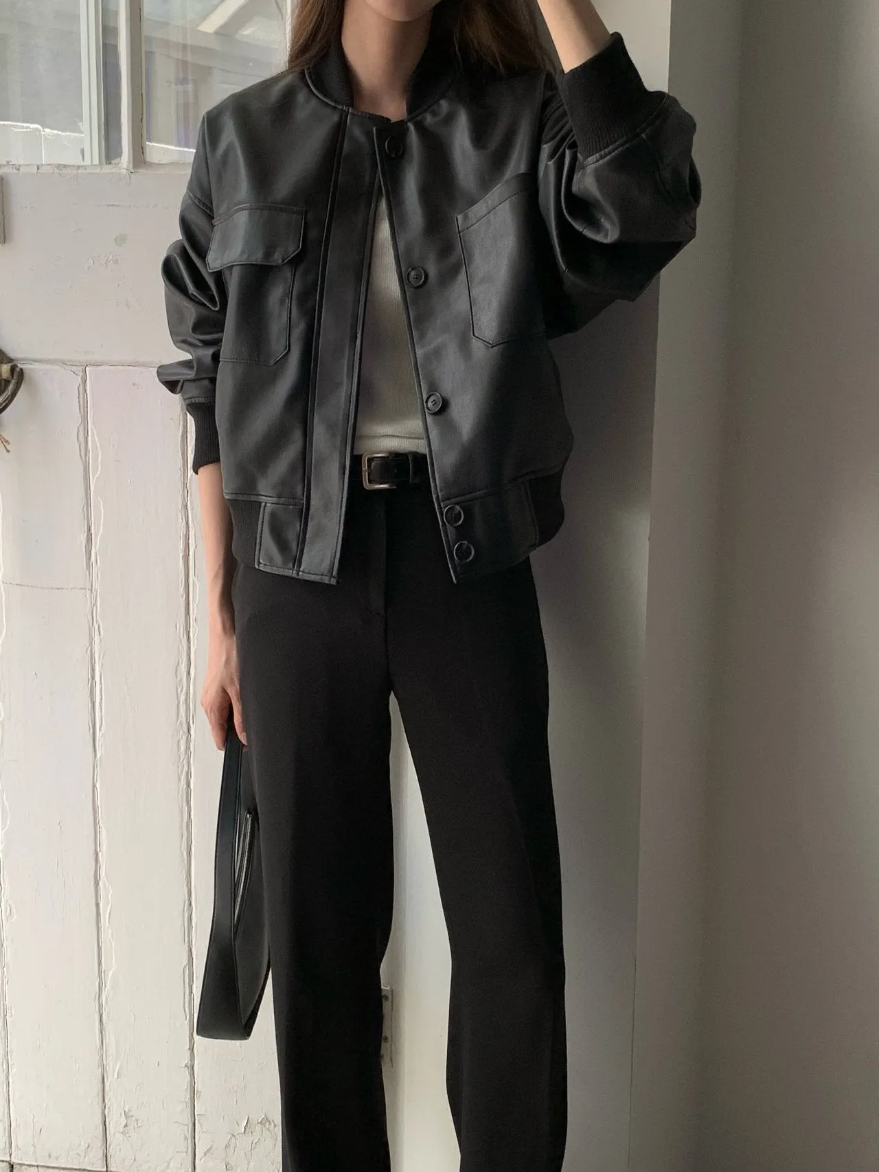 PHILLIP VEGAN LEATHER BLOUSON JACKET