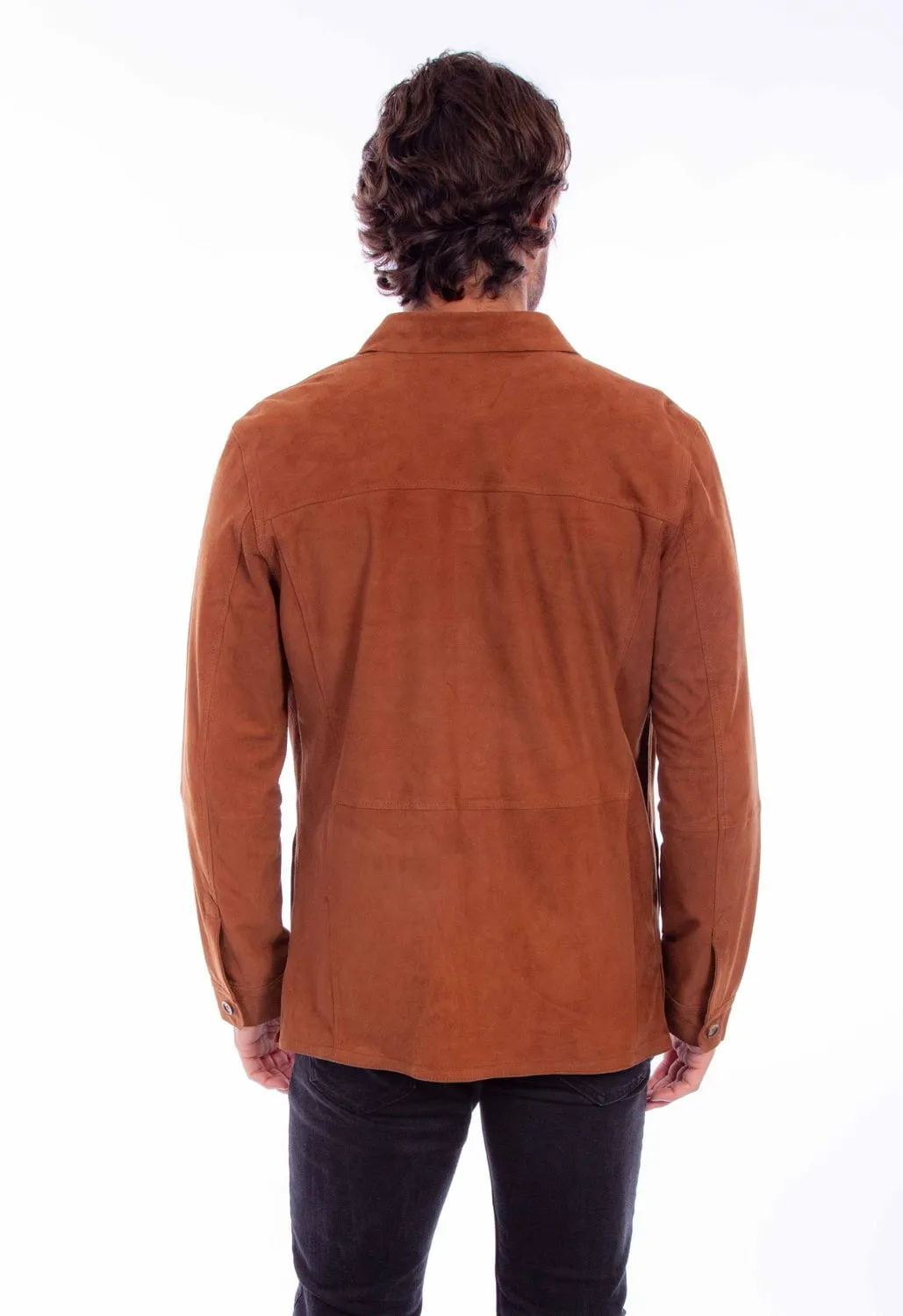 Scully Mens Button Up Shirt Cinnamon Leather Leather Jacket