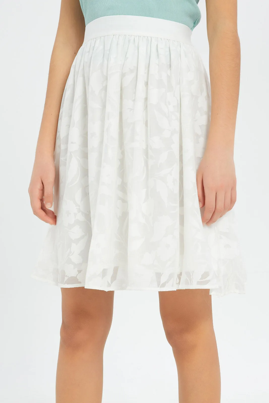 Senior Girls White Dobby Skater Skirt