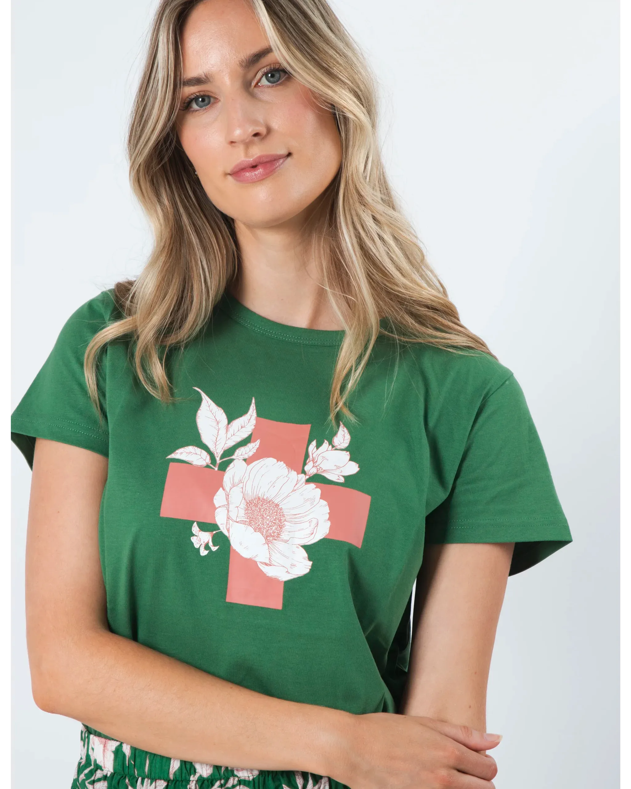 Stella and Gemma Vintage Green Floral Tee