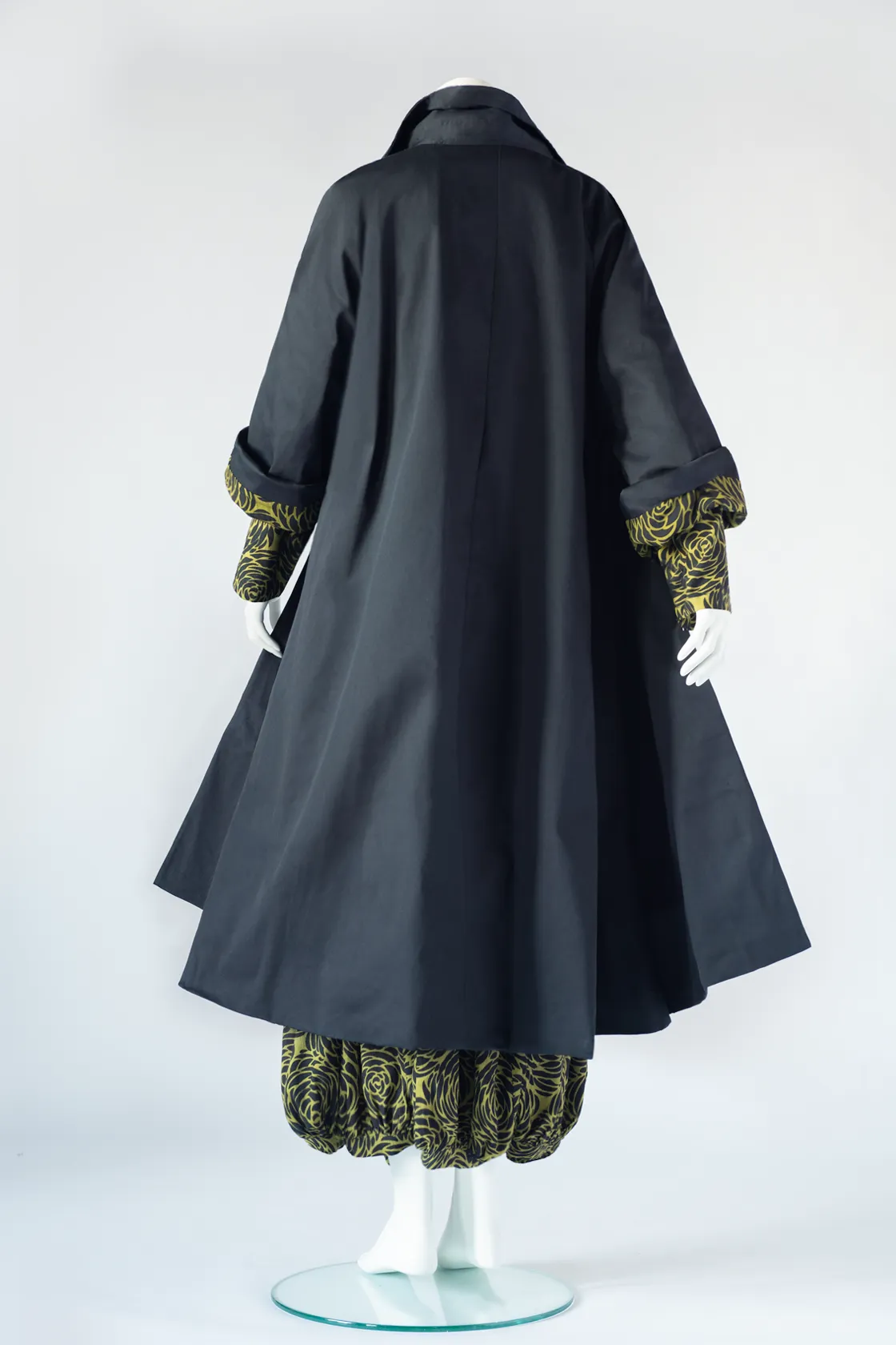 The Hepburn Coat in Black Smooth w/ Green Storm