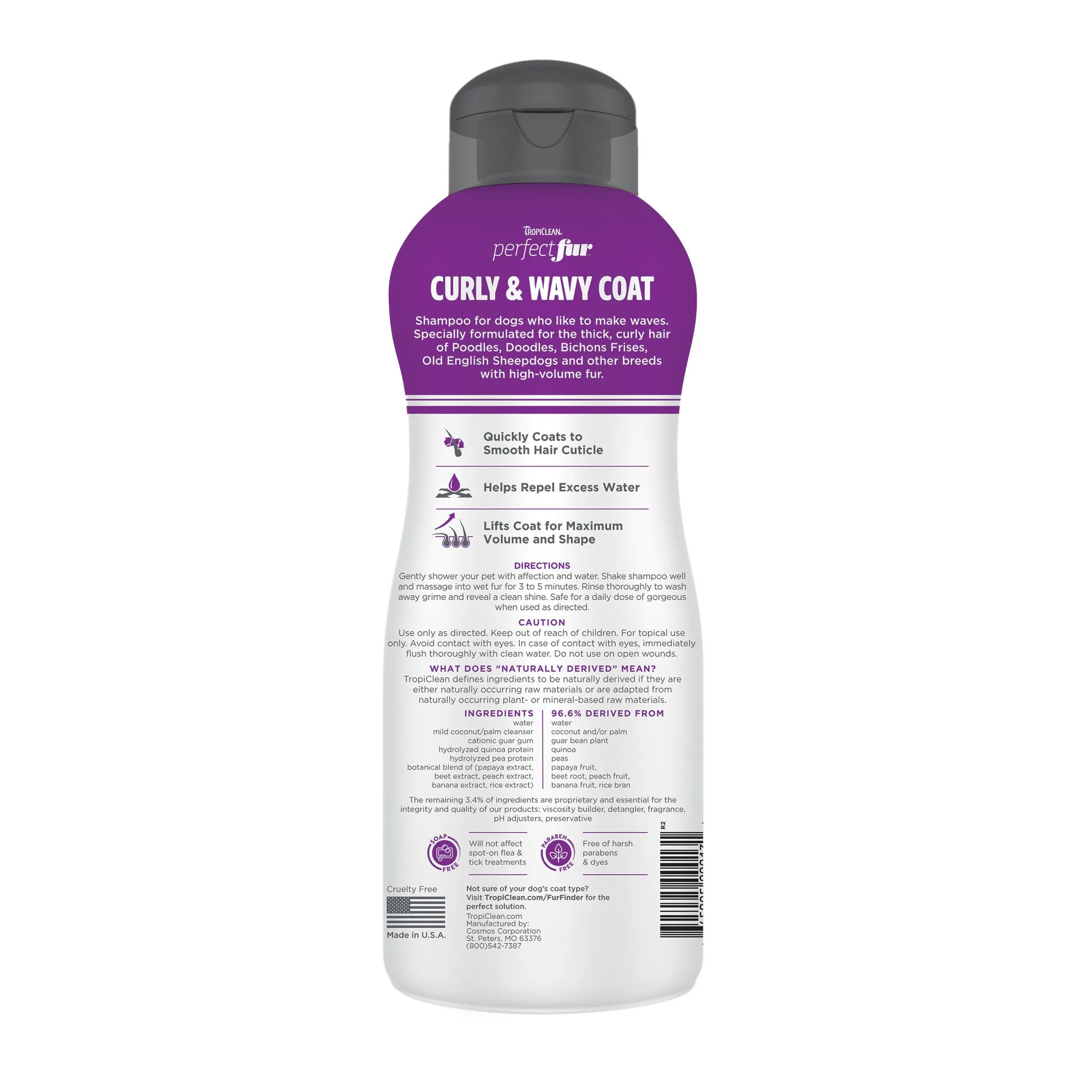 TropiClean PerfectFur Curly & Wavy Coat Shampoo 473ml