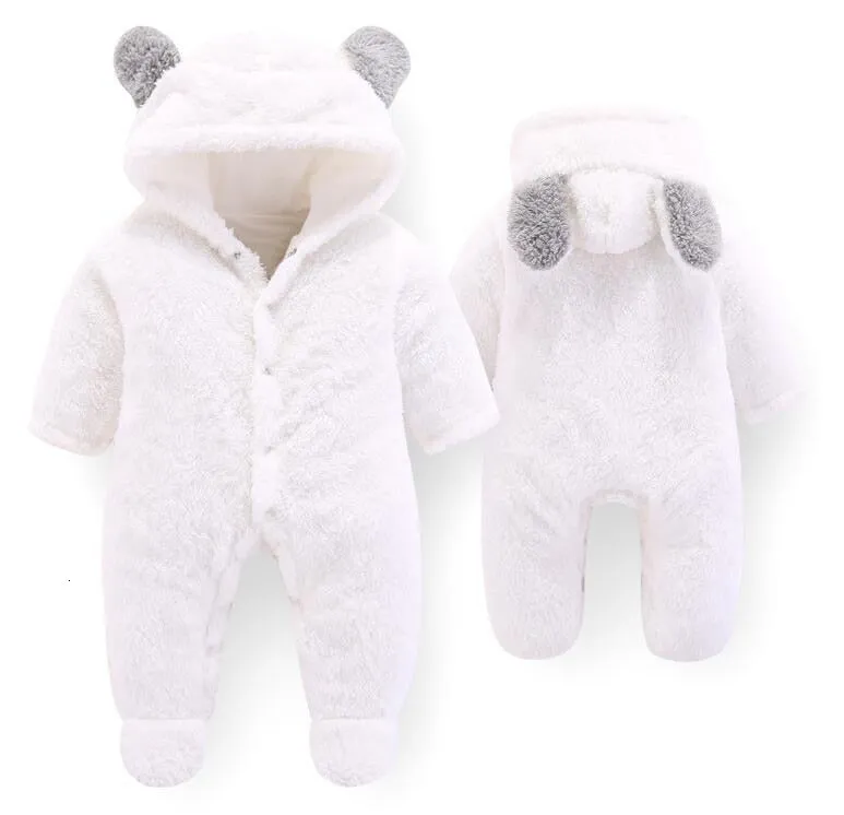 Unisex Cotton Thick Hooded Warm Rompers For Kids