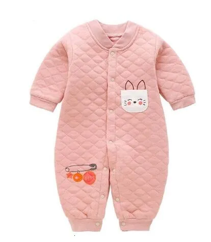 Unisex Cotton Thick Hooded Warm Rompers For Kids