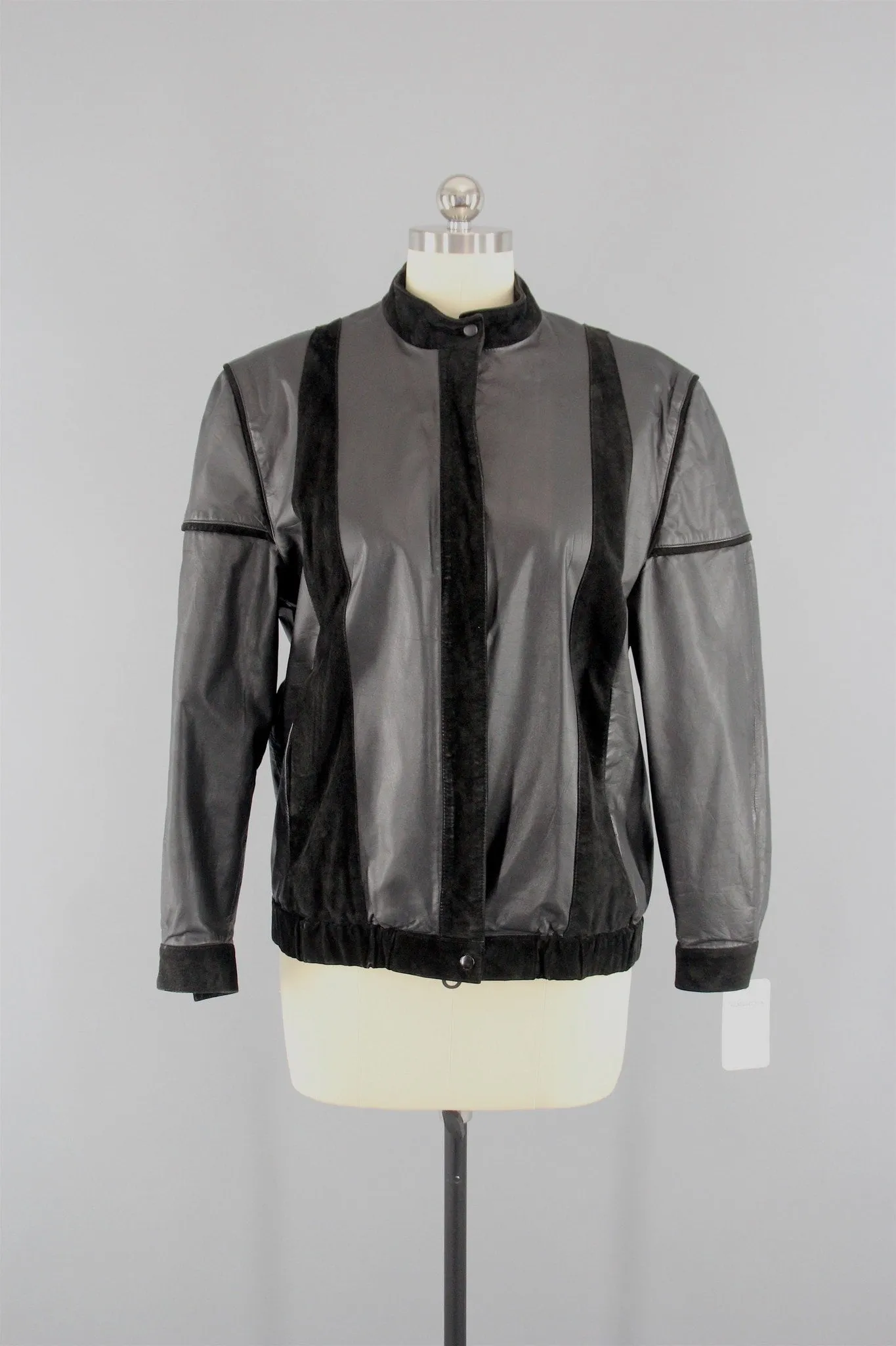 Vintage 1980s Black Leather & Suede Jacket / Saks Fifth Avenue