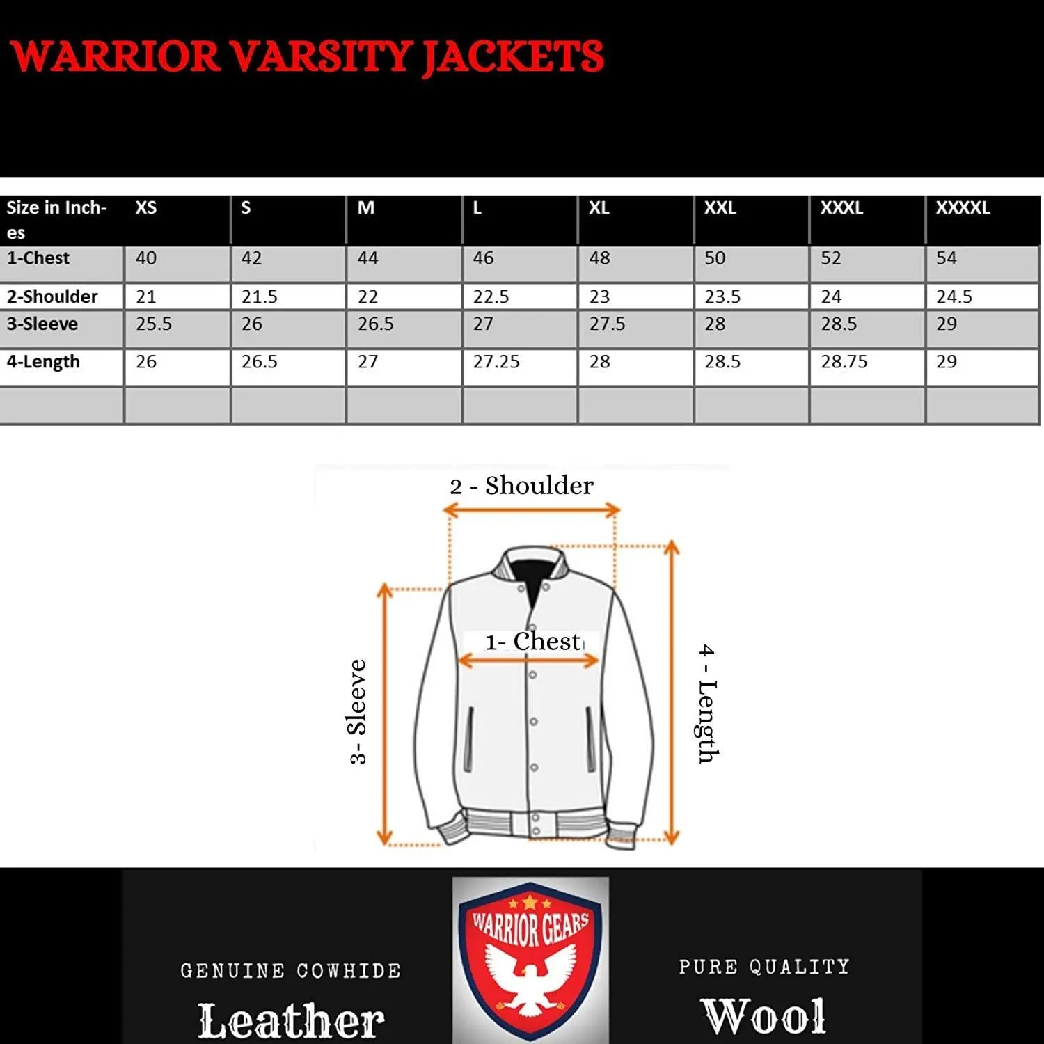 Warrior Gears Classic Byron Collar Varsity Jacket | University | Letterman Bomber Jacket