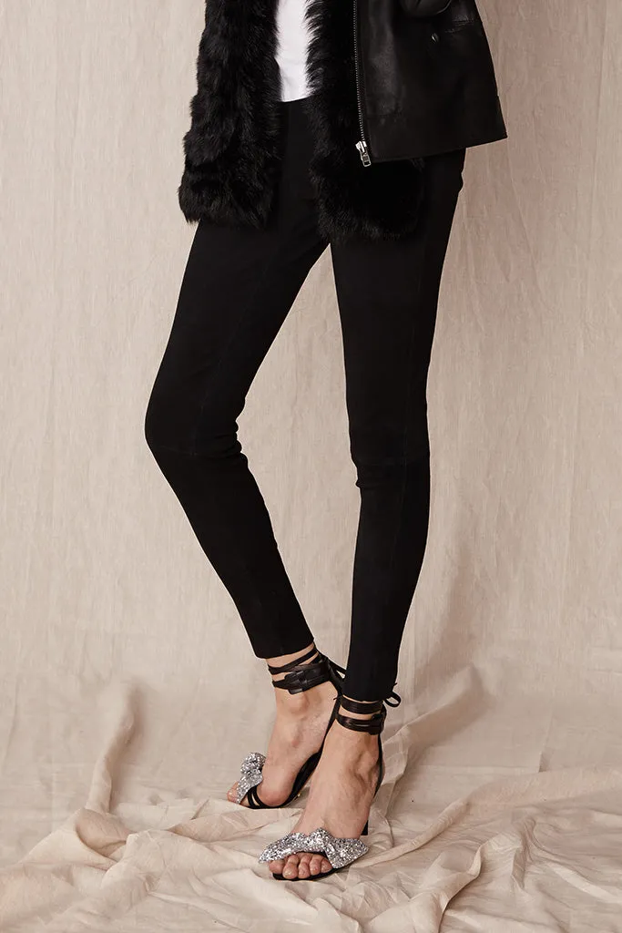 West Broadway Legging Black Suede Stretch Leather - SAMPLE