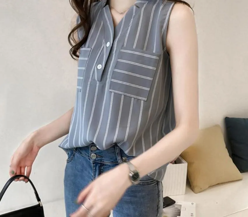 Womens V Neck Sleeveless Blouse