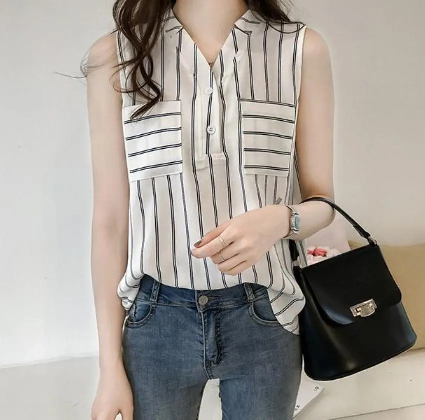 Womens V Neck Sleeveless Blouse