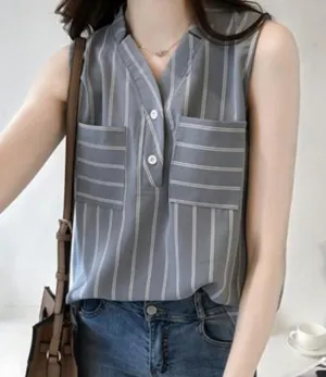 Womens V Neck Sleeveless Blouse