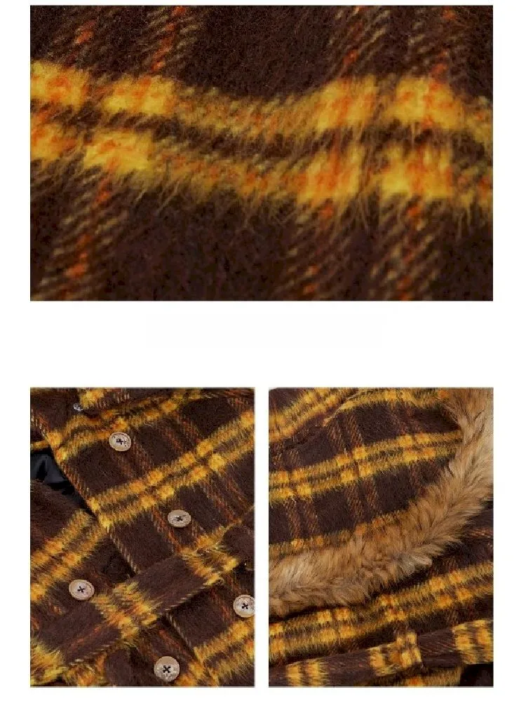 Yellow Plaid Tweed Thick Coat【s0000005583】