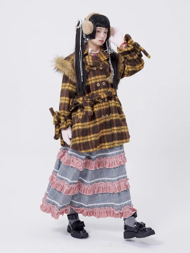 Yellow Plaid Tweed Thick Coat【s0000005583】