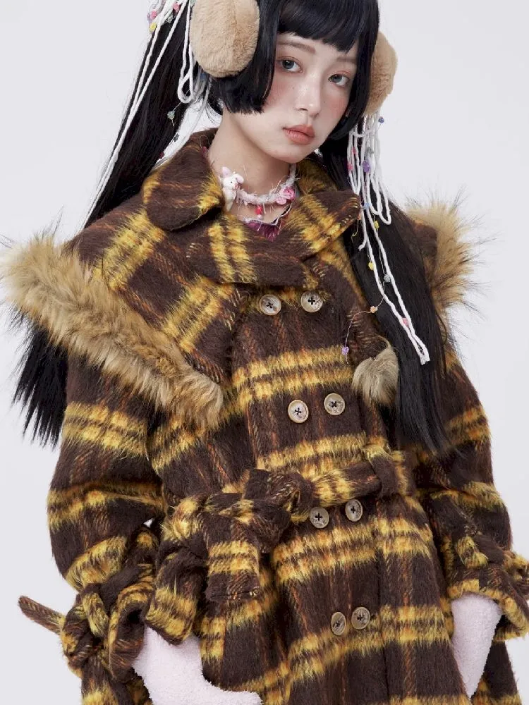 Yellow Plaid Tweed Thick Coat【s0000005583】