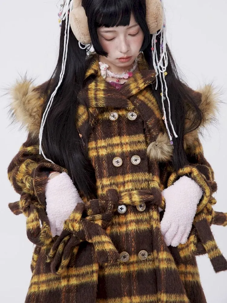 Yellow Plaid Tweed Thick Coat【s0000005583】