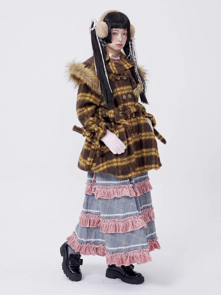 Yellow Plaid Tweed Thick Coat【s0000005583】