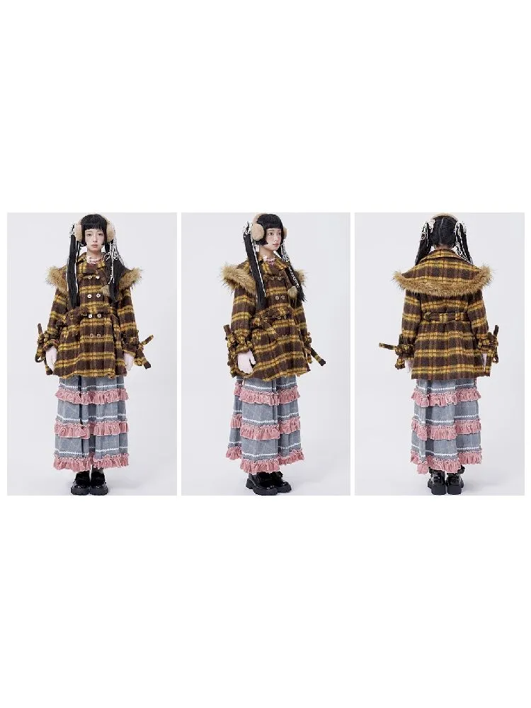 Yellow Plaid Tweed Thick Coat【s0000005583】