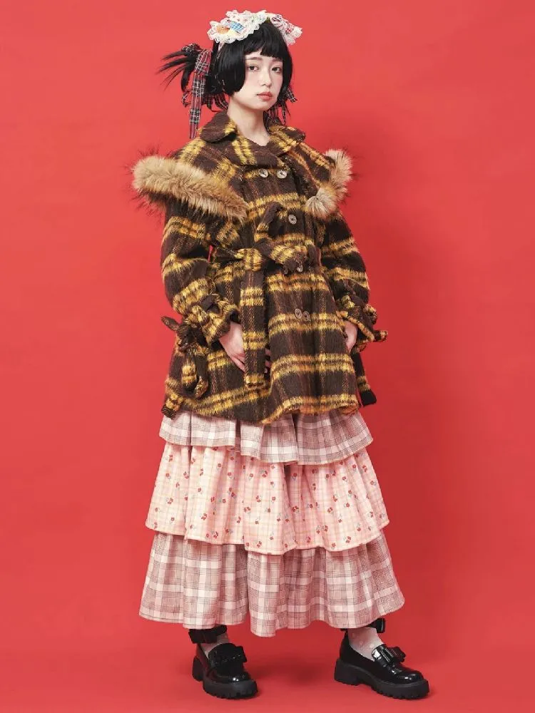 Yellow Plaid Tweed Thick Coat【s0000005583】