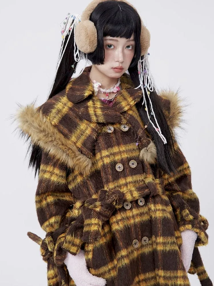 Yellow Plaid Tweed Thick Coat【s0000005583】